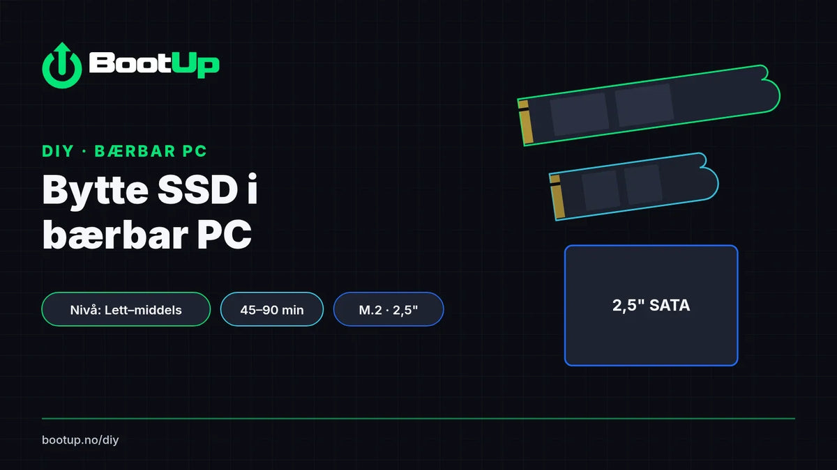 BootUp DIY: Bytte SSD i bærbar PC, M.2 og 2,5 tommer