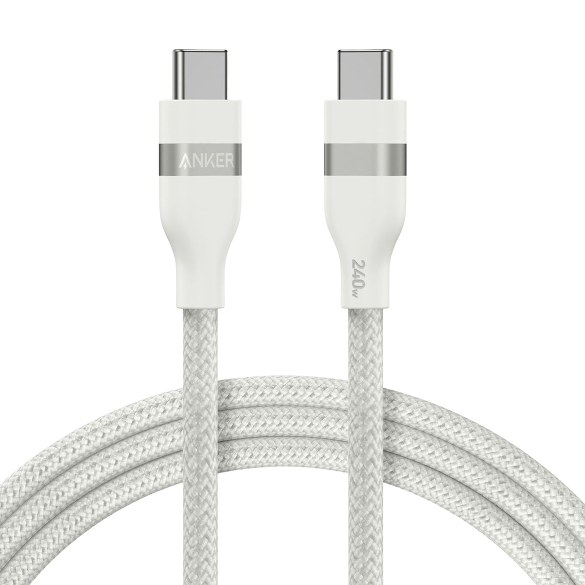 Anker 240W USB-C flettet kabel 1,8 m (hvit) – produktbilde