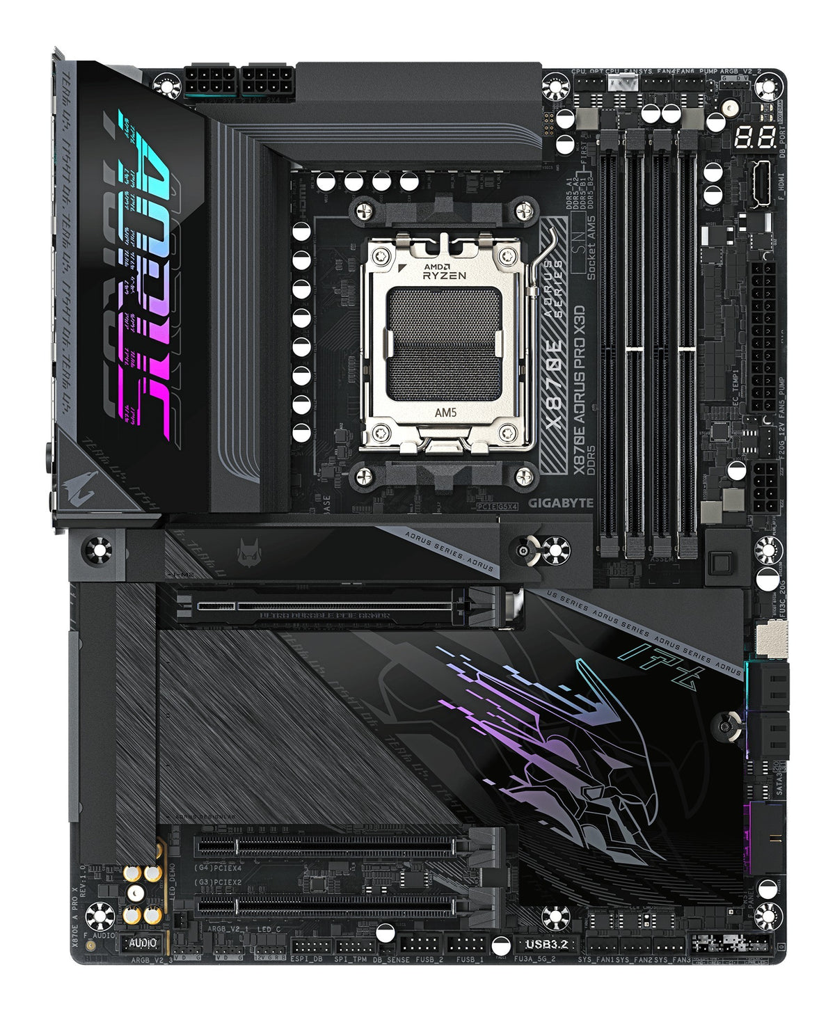 Gigabyte X870E AORUS PRO X3D hovedkort (AM5, DDR5) – produktbilde