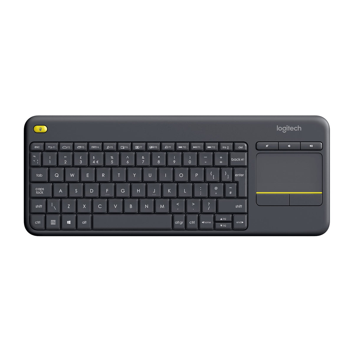 Logitech K400 Plus trådløst tastatur med styreplate – sort, nordisk (illustrasjonsbilde, oppsettet kan avvike)
