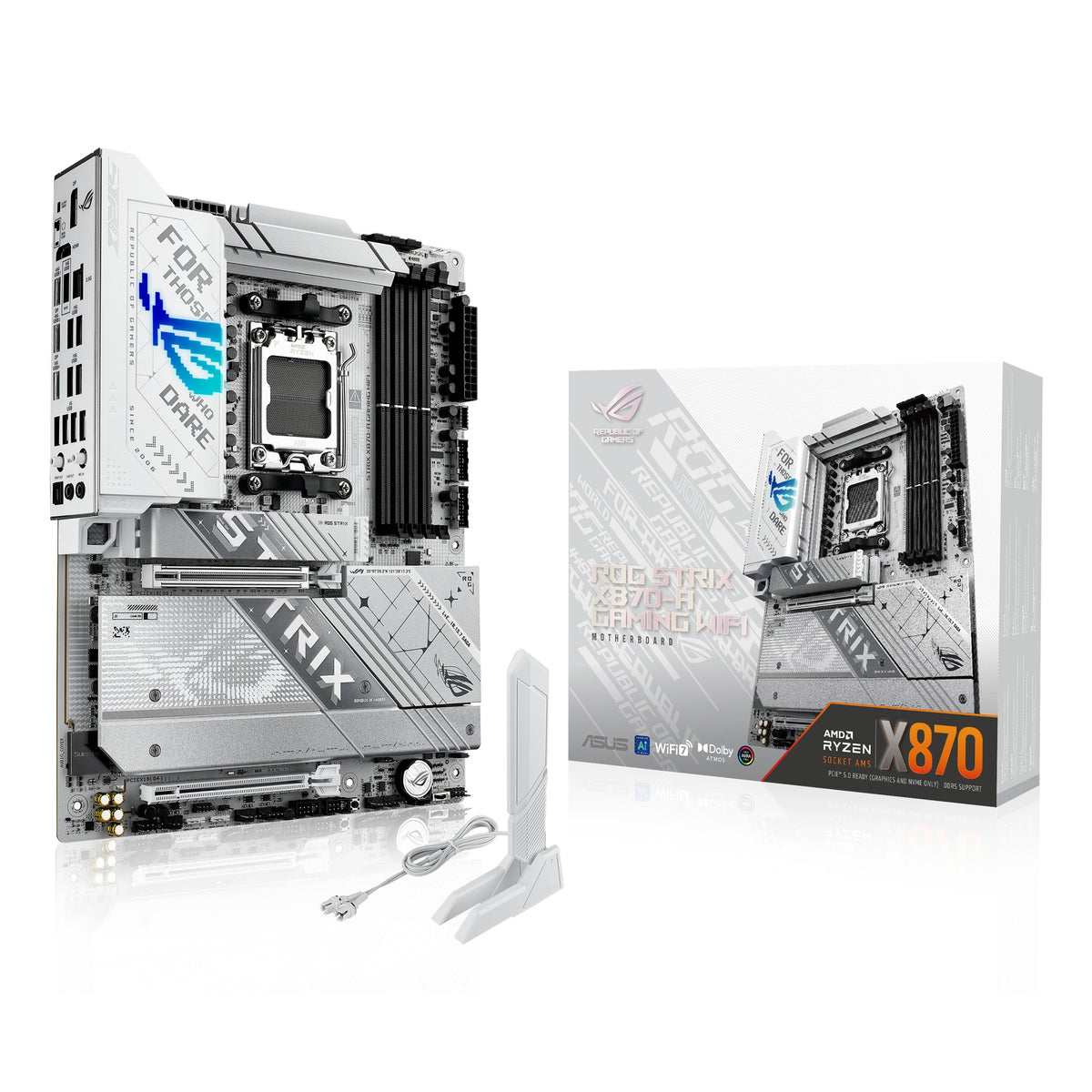 ASUS ROG Strix X870-A GAMING WIFI hovedkort (AM5, DDR5) – hvit