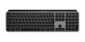 Logitech MX Keys S for Mac i space grey, sett forfra. Bildet viser engelsk tastaturlayout, varen leveres med nordisk layout