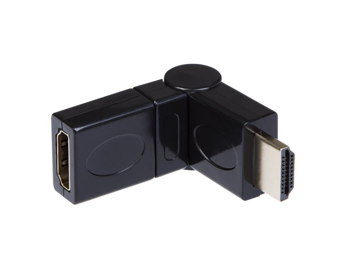 HDMI-adapter hann–hunn, 90° vinklet, HDMI 2.0 (sort) – produktbilde