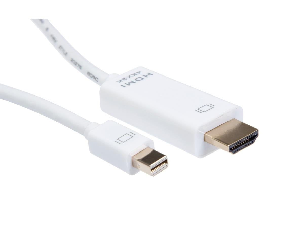 Mini DP til HDMI kabel hvit 5 m – produktbilde