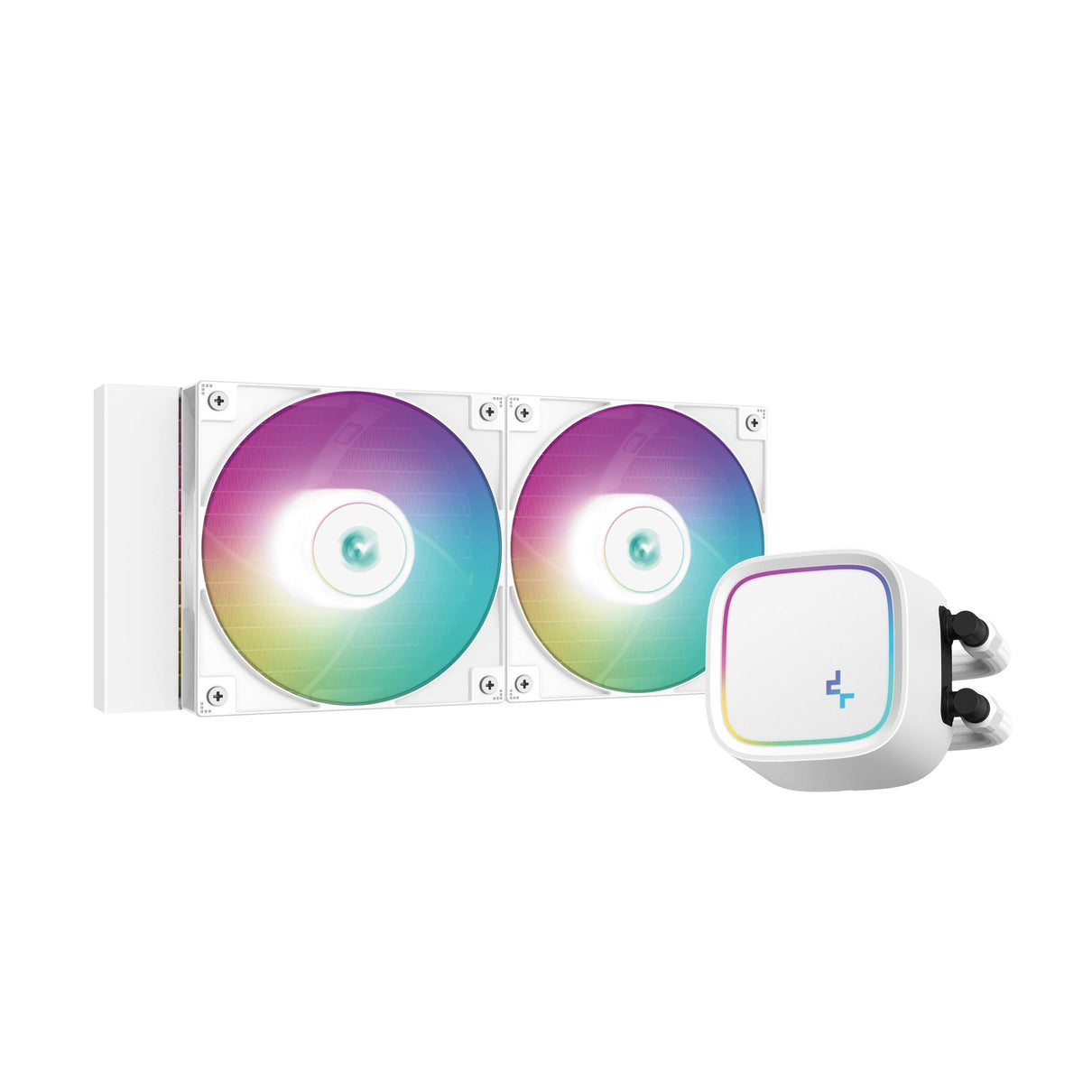 DeepCool LE520 WH hvit 240 mm vannkjøler med to ARGB-vifter og pumpeblokk