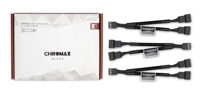Noctua NA-SYC1 chromax.black – tre svarte Y-kabler for 4-pins PWM-vifter med eske