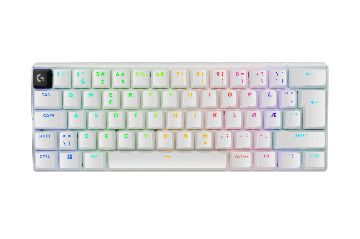 Logitech G PRO X 60 trådløst gamingtastatur i hvit med nordisk oppsett